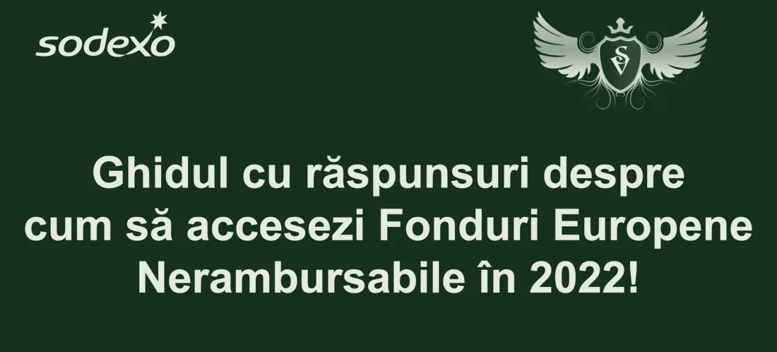 Bannerul unui ghid despre accesarea fondurilor europene nerambursabile
